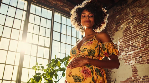 expecting-woman-urban-loft-standing-by-large-windowsxa